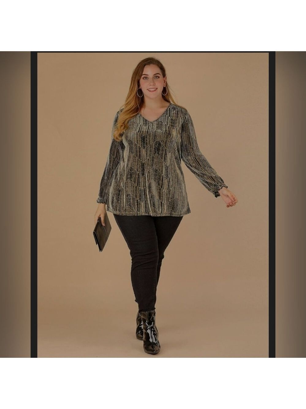 Agnes Orinda | Women's Plus Size Metallic Top | Size 3X - Picture 6 of 15